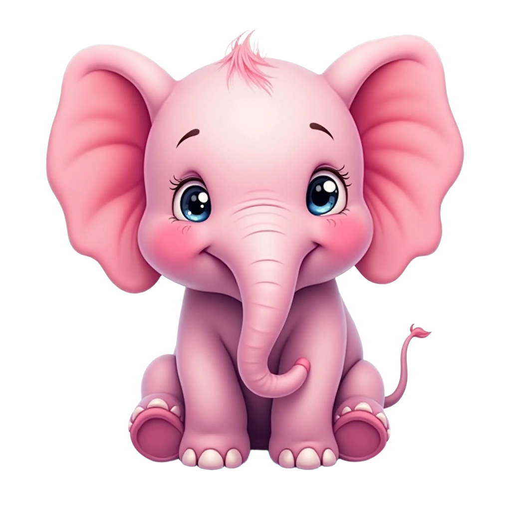 Adorable Pink Elephant Cartoon